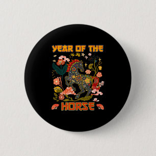 Year Of The Horse Chinese New Year 2026 Premium  6 Cm Round Badge
