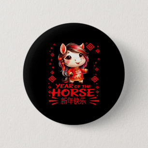 Year Of The Horse Chinese New Year 2026 Year Girls 6 Cm Round Badge