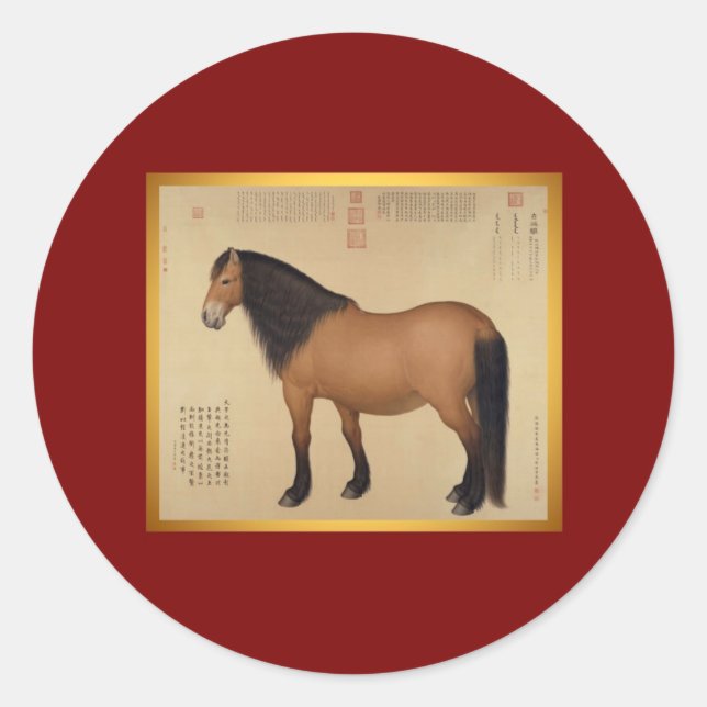 Year of The Horse Chinese New Year Round Sticker (Front)