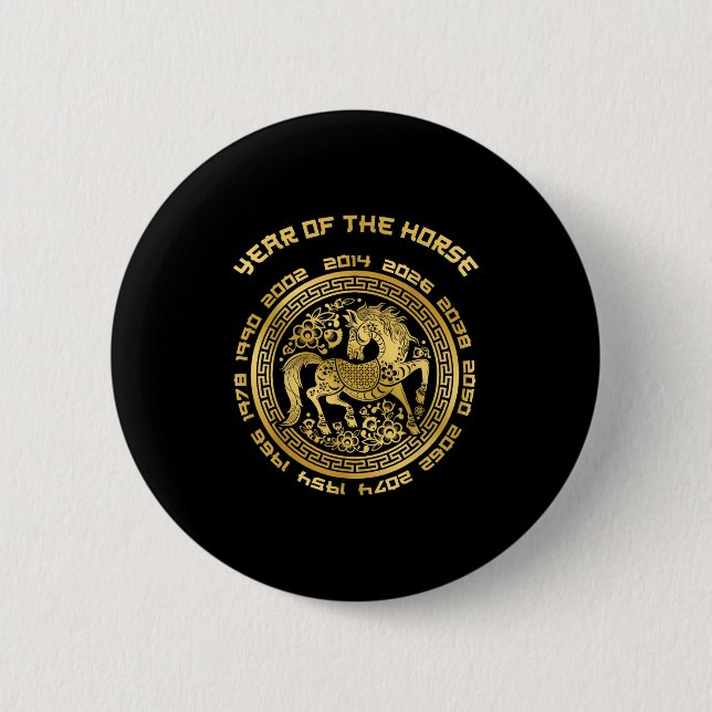 Year Of The Horse Chinese Zodiac Chinese New Year  6 Cm Round Badge (Front)