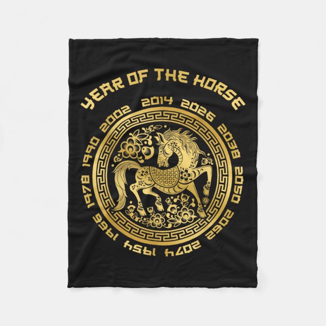 Year Of The Horse Chinese Zodiac Chinese New Year  Fleece Blanket (Front)