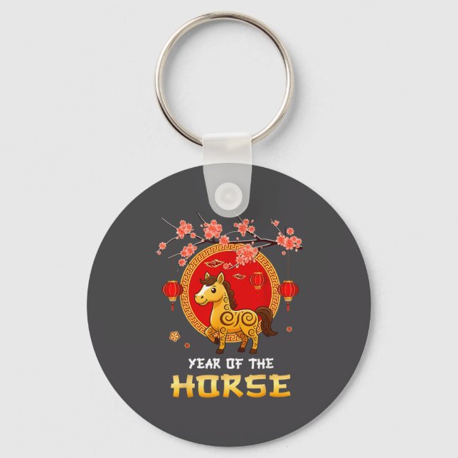 Year Of The Horse Chinese Zodiac Cute Ny Lanterns  Key Ring (Front)