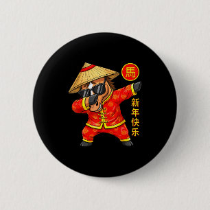 Year Of The Horse Dabbing Chinese New Year 2026 Zo 6 Cm Round Badge