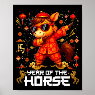 Year Of The Horse Dabbing Horse Lunar Chinese New  Poster