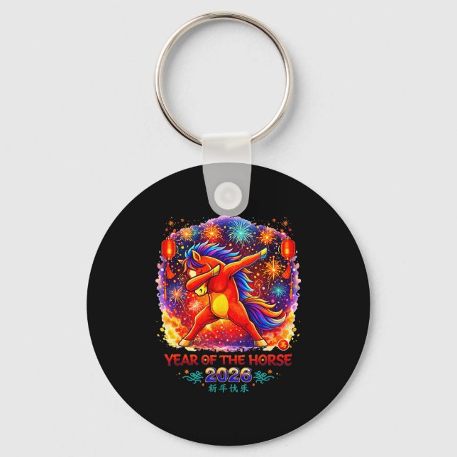 Year Of The Horse Dabbing Zodiac Horse Chinese New Key Ring (Front)