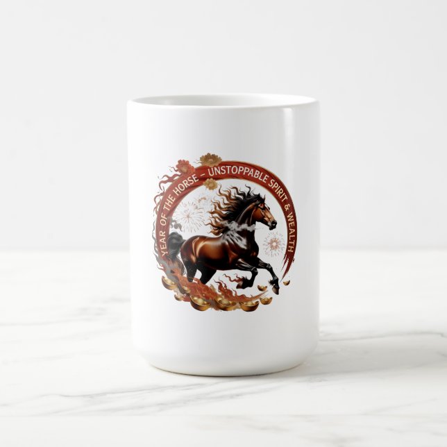 Year of the Horse Flame, Lunar Zodiac Gift Coffee Mug (Center)