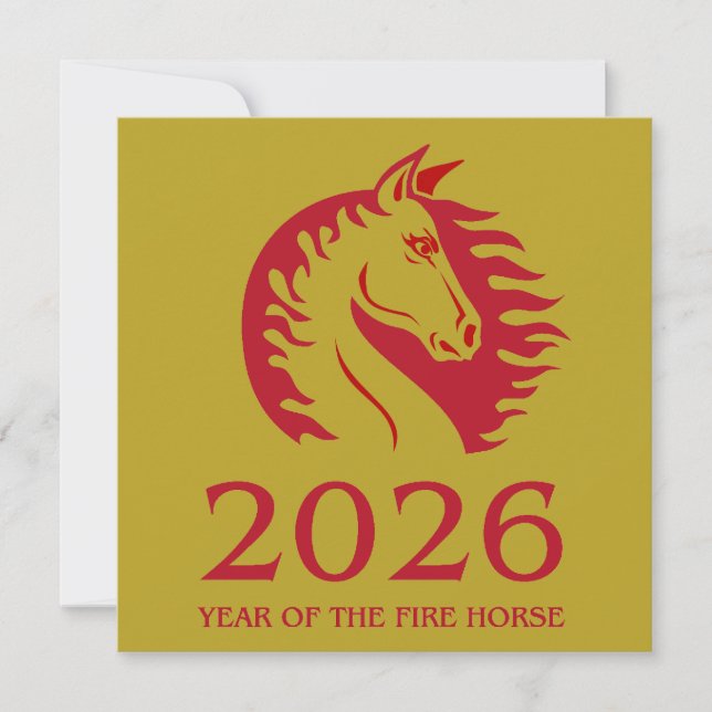 Year of the Horse Flat Greeting Card (Front)