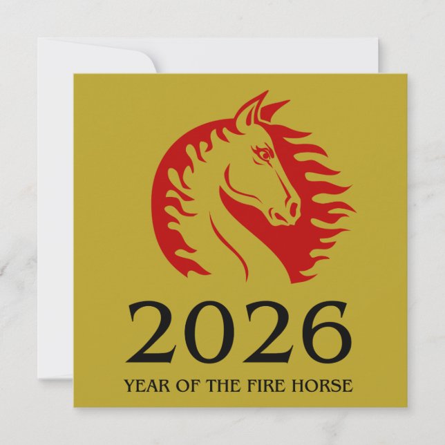 Year of the Horse Flat Greeting Card (Front)