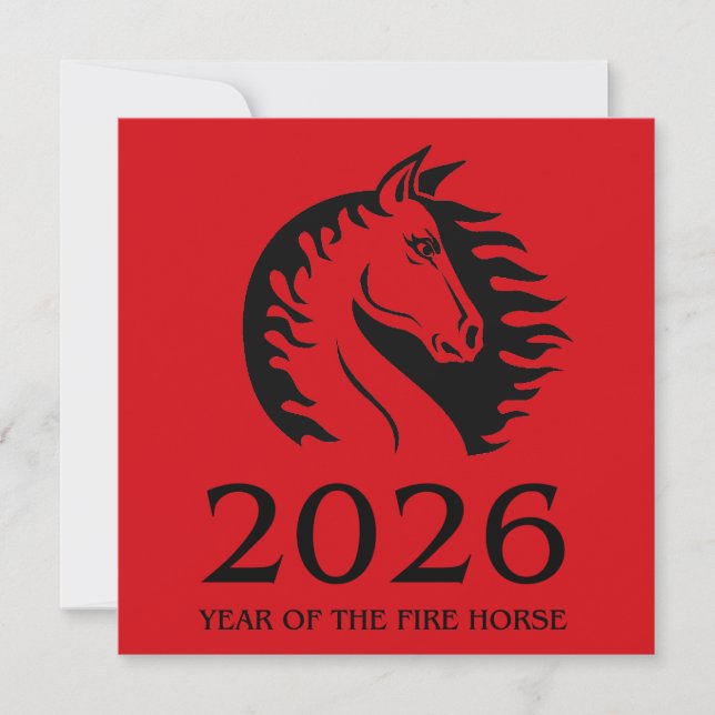 Year of the Horse Flat Greeting Card (Front)