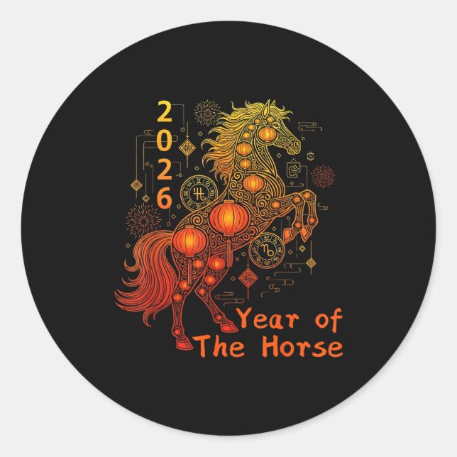 Year Of The Horse Happy Chinese Lunar New Year 202 Classic Round Sticker (Front)