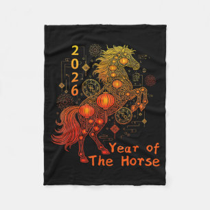 Year Of The Horse Happy Chinese Lunar New Year 202 Fleece Blanket