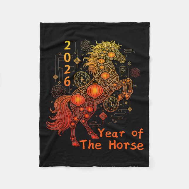 Year Of The Horse Happy Chinese Lunar New Year 202 Fleece Blanket (Front)
