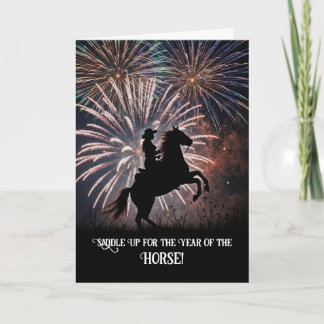Year of the Horse Happy New Year Country Western  Card