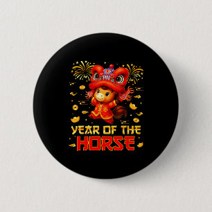 Year Of The Horse Lion Dance Lunar Chinese New Yea 6 Cm Round Badge