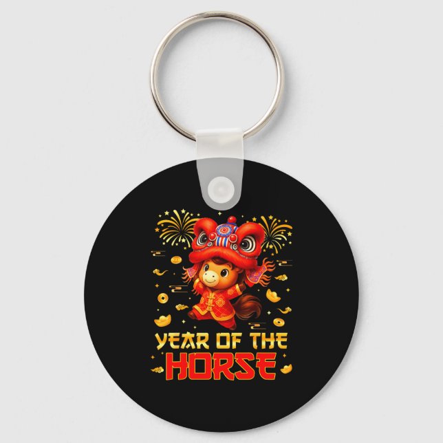 Year Of The Horse Lion Dance Lunar Chinese New Yea Key Ring (Front)
