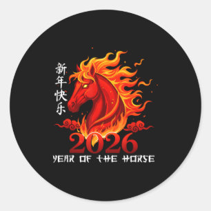 Year Of The Horse Lunar Chinese New Year Fire Hors Classic Round Sticker