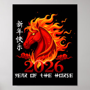 Year Of The Horse Lunar Chinese New Year Fire Hors Poster