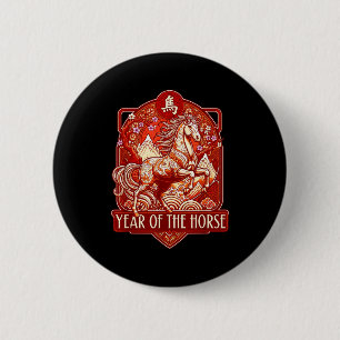 Year Of The Horse Lunar Chinese New Year Zodiac  6 Cm Round Badge