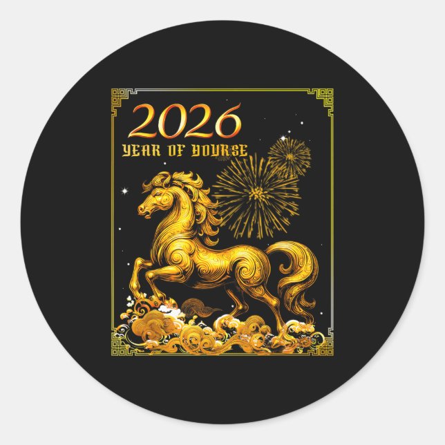 Year Of The Horse Lunar New Year Chinese New Year  Classic Round Sticker (Front)