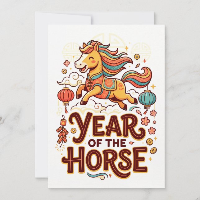 Year of the Horse - Lunar New Year Greeting Card (Front)