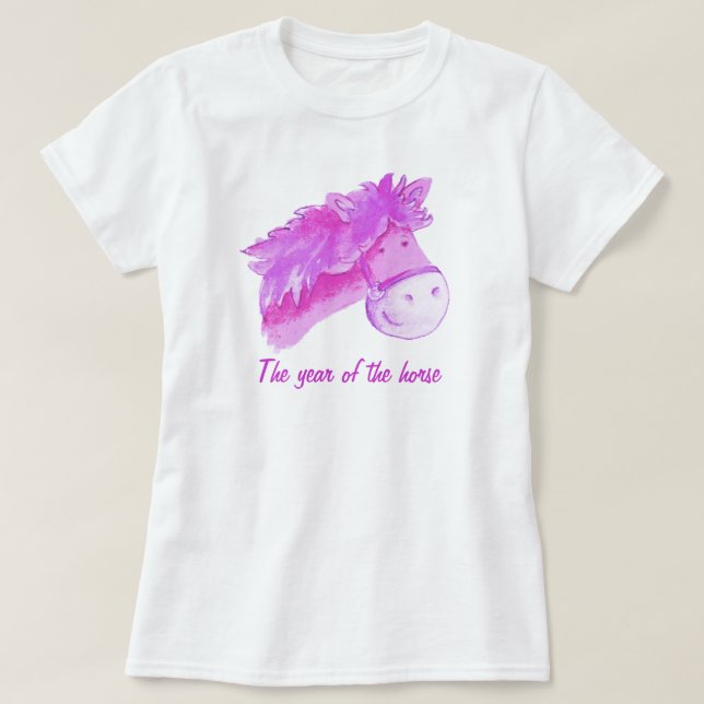Year of the horse pink girls t-shirt (Design Front)