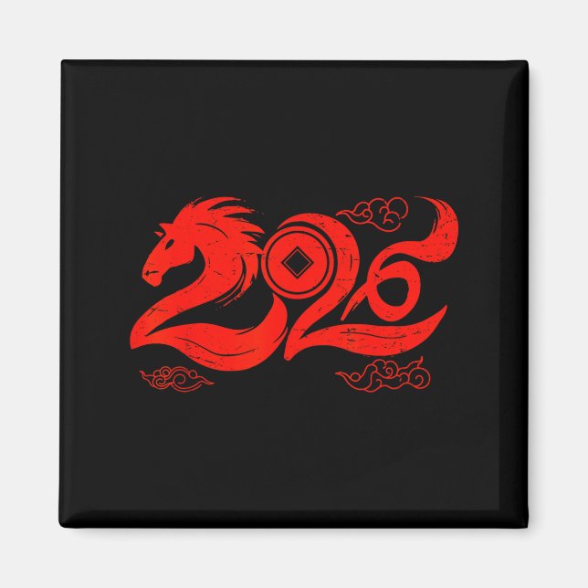 Year Of The Horse Zodiac Happy Chinese Lunar New Y Magnet (Front)