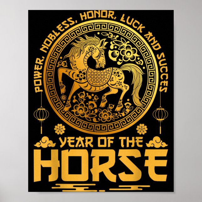Year Of The Horse Zodiac Happy Chinese Lunar New Y Poster (Front)