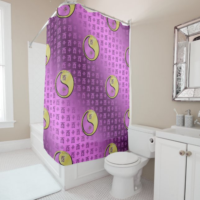 Year of the Metal Rooster Shower Curtain (In Situ)