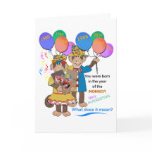 Year of the Monkey Birthday Greeting Card