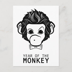 year of the monkey (bowtie) holiday postcard