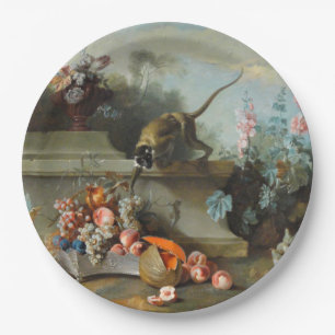 Year of the Monkey Fruits Flowers Art Paper Plate