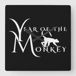 Year of the monkey square wall clock