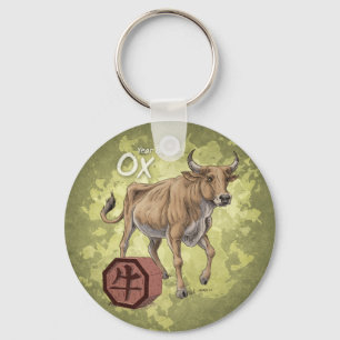 Year of the Ox Chinese Zodiac Art Key Ring