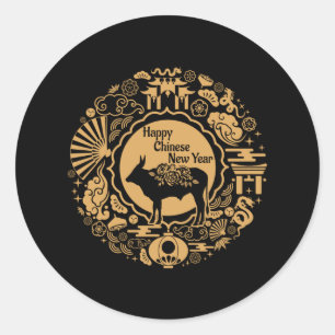 Year of The Ox Chinese Zodiac Lunar New Year Classic Round Sticker