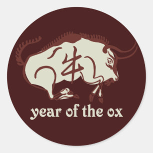 year of the ox classic round sticker