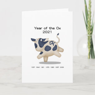 Year of the Ox Cute Zodiac Animal 2021 Card