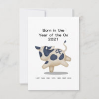 Year of the Ox Personalised Baby Announcement