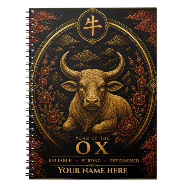 Year of the Ox Personalised Zodiac Notebook (Front)