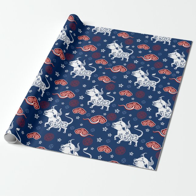 Year Of The Ox Wrapping Paper (Unrolled)