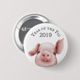 Year of the Pig 2019 6 Cm Round Badge