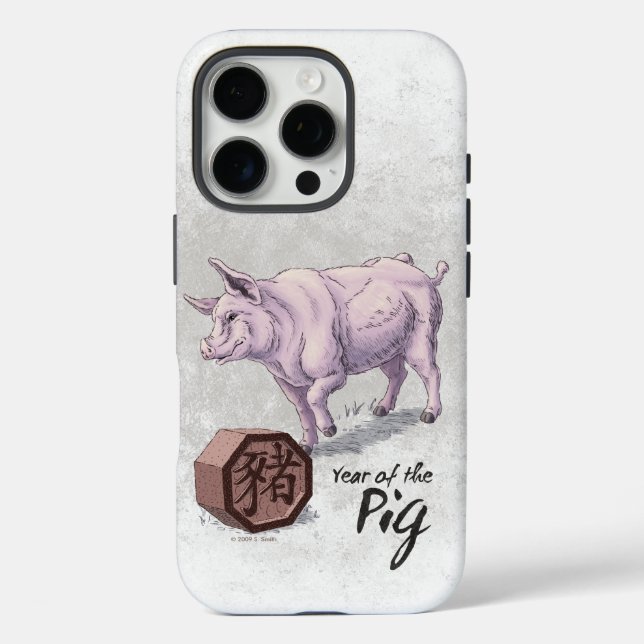 Year of the Pig (Boar) Chinese Zodiac Art Case-Mate iPhone Case (Back)