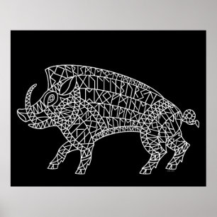 Year of the Pig - Wild Boar with Runes Poster