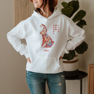 Year of the Rabbit 2023 Red Rabbit origami Hoodie