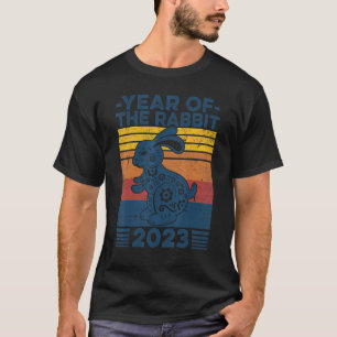 Year of The Rabbit 2023 Retro Sunset Chinese New Y T-Shirt
