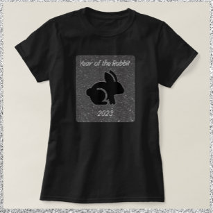 Year of the Rabbit Black Glitter T-Shirt