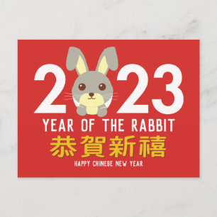 Year of the Rabbit Chinese Lunar New Year 2023 Hol Holiday Postcard