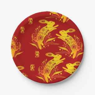 Year of the Rabbit Chinese New Year Zodiac Paper Plate