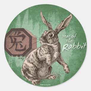Year of the Rabbit Chinese Zodiac Art Classic Round Sticker