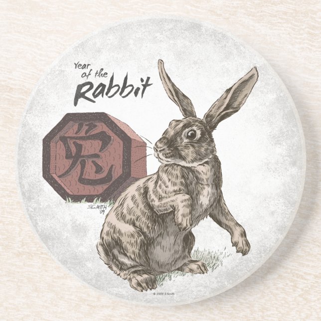 Year of the Rabbit Chinese Zodiac Art Coaster (Front)