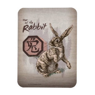 Year of the Rabbit Chinese Zodiac Art Magnet